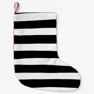 Petite Chaussette De Noël Stripes inégales - Noir et blanc