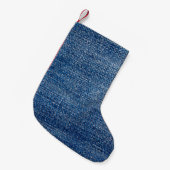 Petite Chaussette De Noël Structure en denim tissu Jeans bleu (Devant (Accrochage))