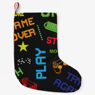 Petite Chaussette De Noël Style Jeu Pixel : Abstrait sans couture.