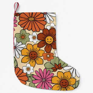 Petite Chaussette De Noël Style les années 70 coloré style rétro motif flora