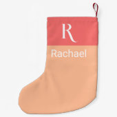 Petite Chaussette De Noël Stylé Nom de monogramme Peach (Dos)