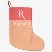 Petite Chaussette De Noël Stylé Nom de monogramme Peach (Devant)