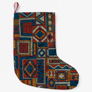 Petite Chaussette De Noël Style Patchwork Impression Vintage brodée