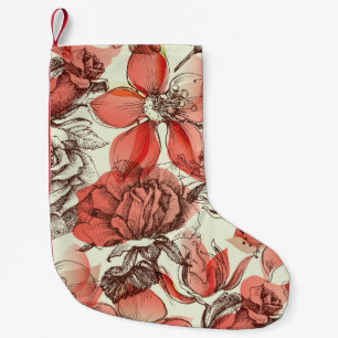 Petite Chaussette De Noël Style rétro Roses rouges Motif