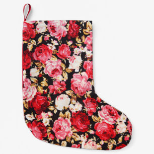 Petite Chaussette De Noël Style vintage tapisserie fleurs tissu motif