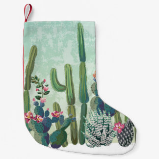 Petite Chaussette De Noël Succulents mignons : Motif de cactus Vintage