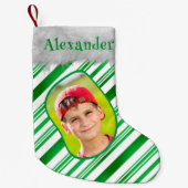 Petite Chaussette De Noël Sucre de canne blanc vert Motif Noël Fun Photo (Devant)