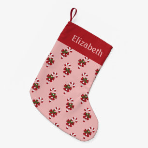 Petite Chaussette De Noël Sucre de canne De Noël Rouge Et Blanc Motif Sur Ro