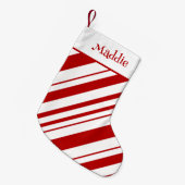 Petite Chaussette De Noël Sucre de canne Stripes Nom personnalisé (Devant (Accrochage))