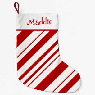 Petite Chaussette De Noël Sucre de canne Stripes Nom personnalisé