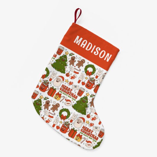 Petite Chaussette De Noël Super Hippie Retro Joyeux Noël Père Noël Funny (Devant (Accrochage))