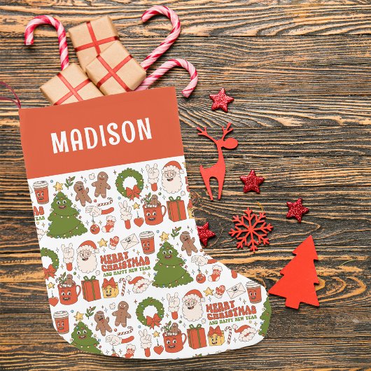 Petite Chaussette De Noël Super Hippie Retro Joyeux Noël Père Noël Funny