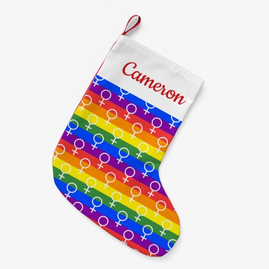 Petite Chaussette De Noël Symbole féminin Motif arc-en-ciel (Devant (Accrochage))