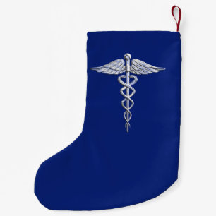 Petite Chaussette De Noël Symbole Médicale de caducée argenté de chrome sur