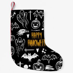 Petite Chaussette De Noël Symboles d'Halloween dessinés à la main, collectio