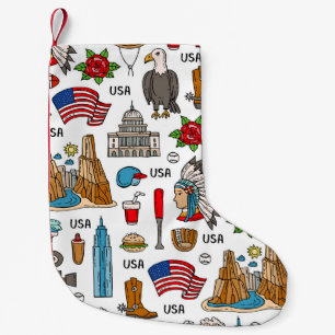 Petite Chaussette De Noël Symboles USA Vintage Motif sans couture