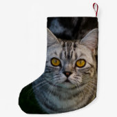 Petite Chaussette De Noël Tabby Gris Chat Métal (Dos)