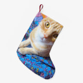 Petite Chaussette De Noël Tabby orange sur couette (Devant (Accrochage))