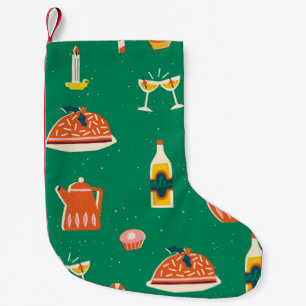 Petite Chaussette De Noël Table festive de Noël, motif vintage.