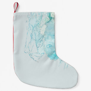 Petite Chaussette De Noël Tableau abstrait bleu et blanc