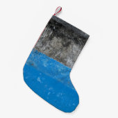Petite Chaussette De Noël Tableau abstrait bleu et blanc (Devant (Accrochage))