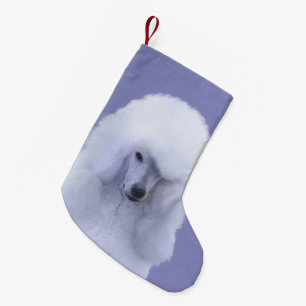 Petite Chaussette De Noël Tableau blanc standard de caniche - Art original d