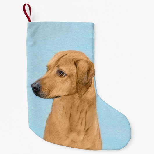 Petite Chaussette De Noël Tableau Rhodesian Ridgeback - Art Chien original (Devant)