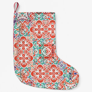 Petite Chaussette De Noël Talavera Mexicaine : Collage Ethnique De Carreaux.