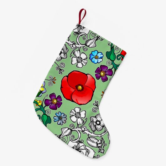 Petite Chaussette De Noël Tapis de fleurs au coquelicot (Devant (Accrochage))