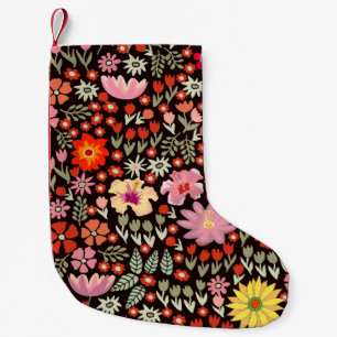 Petite Chaussette De Noël Tapis En Fleur : Vintage Floral Sans Couleur.
