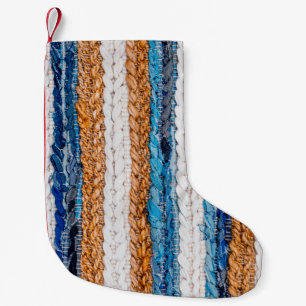 Petite Chaussette De Noël Tapis Motley Patchwork en tissu jean, top