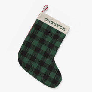 Petite Chaussette De Noël Tartan à carreaux classique vert noir Buffalo avec