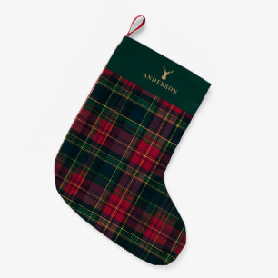 Petite Chaussette De Noël Tartan à carreaux élégant Joyeux Noël Nom de famil