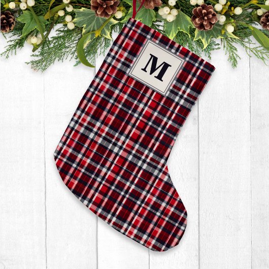 Petite Chaussette De Noël Tartan Check Motif Stylish Festive Monogrammed