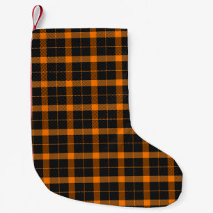 Petite Chaussette De Noël Tartan d'Halloween plaid. Motif écossais en orange