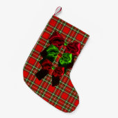 PETITE CHAUSSETTE DE NOËL TARTAN ÉCOSSAIS AVEC BOÎTES DE NOËL VERT ROUGE (Devant (Accrochage))