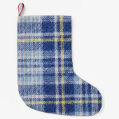 Petite Chaussette De Noël Tartan jaune bleu : Plaid tendance (Devant)