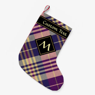 Petite Chaussette De Noël Tartan mauve, or et bleu