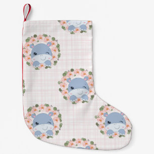 Petite Chaussette De Noël Tatouage Hippo and Flower