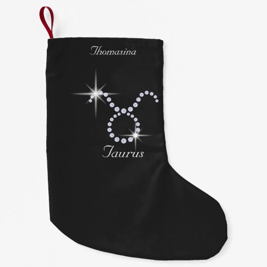Petite Chaussette De Noël Taurus diamant brillant Personnalisé (Devant)
