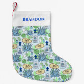 Petite Chaussette De Noël Tequila Drinker Fun Blue Agave Cactus Motif (Devant)