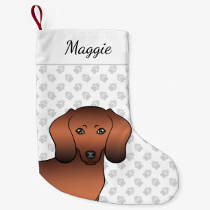 Petite Chaussette De Noël Tête de chien Dachshund couleur sable rouge à poil