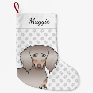 Petite Chaussette De Noël Tête de chien teckel à poil long Isabella et tan