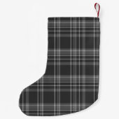 Petite Chaussette De Noël Tête de Noël Tartan gris Tartan Personnalisé (Dos)