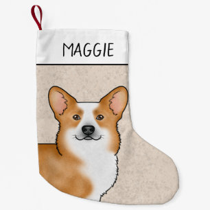 Petite Chaussette De Noël Tête de Red Pembroke Welsh Corgi et nom