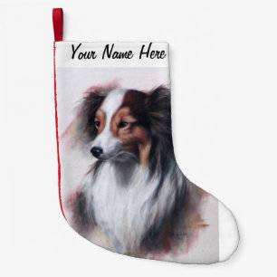 Petite Chaussette De Noël Tête Shetland Sheepdog