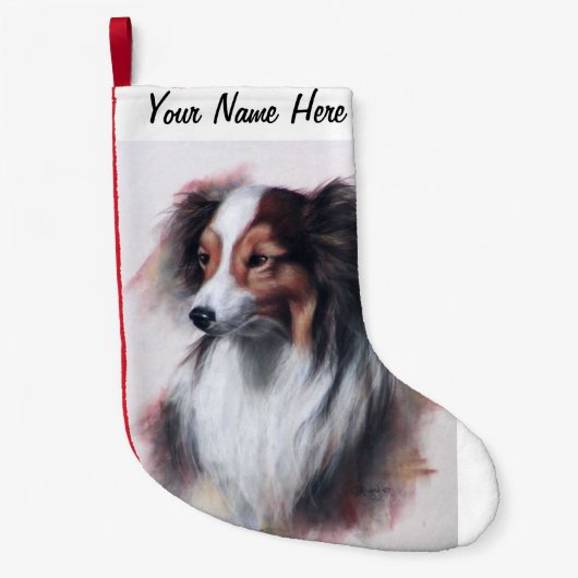 Petite Chaussette De Noël Tête Shetland Sheepdog (Devant)