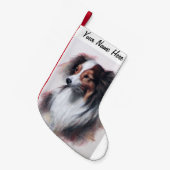 Petite Chaussette De Noël Tête Shetland Sheepdog (Devant (Accrochage))