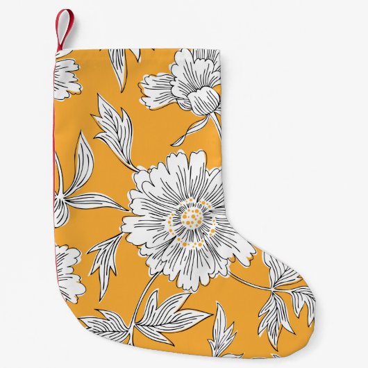 Petite Chaussette De Noël Têtes de marguerite : Ligne Florale d'été. (Devant)