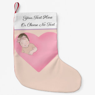 Petite Chaussette De Noël Texte personnalisé   Bébé couché amour Coeur r